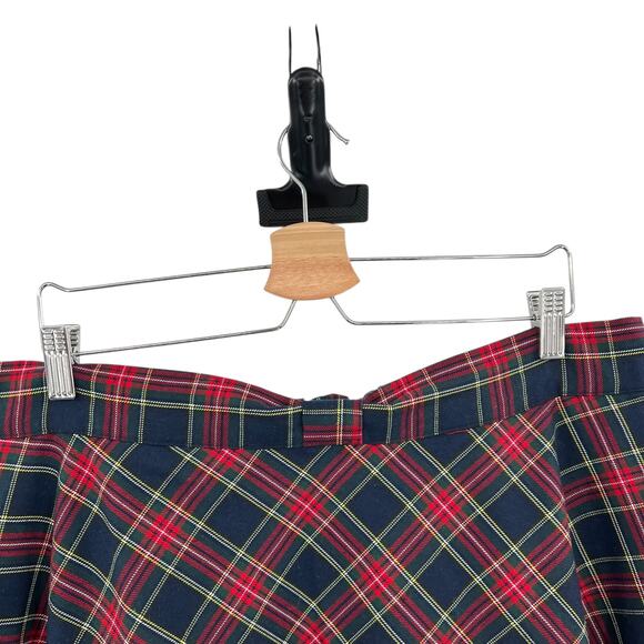 ModCloth Swingy Full Skirt Plaid Check Print Bow Waist Blue Red Plus Size 1X - Picture 4 of 10